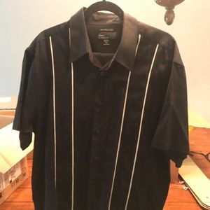 Black Button Down Casual Shirt Marc Edwards XL